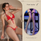 New Sexy 3-Piece Lingerie Set, Open-Crotch Bikini Style, Plus Size