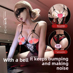 Seductive Easy-Access Crotchless Bodysuit Costume with Bells for Women