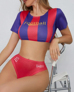 Football Cheerleader Inspired Two-Piece Swimwear Set