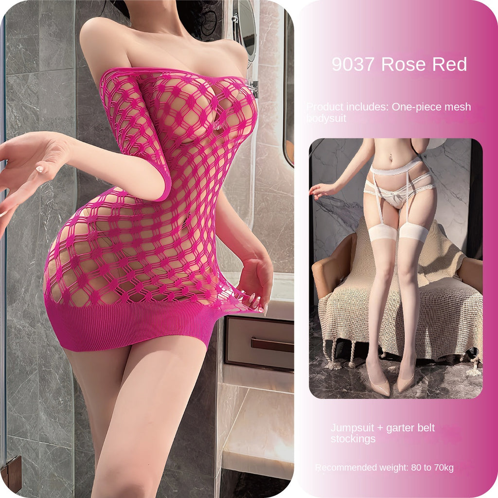 Off-Shoulder Deep V Mesh Bodysuit