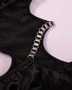 Women's Sexy Hollow Slim-Fit Sheath Dress Deep V Metal Strap