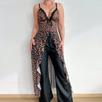 Leopard Lace Chemise with Garter Detail