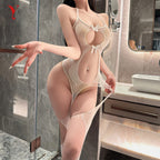 Sexy Mesh Lingerie Costume Set, Pure & Alluring Seductive Easy-Access Sleepwear
