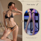 New Sexy 3-Piece Lingerie Set, Open-Crotch Bikini Style, Plus Size