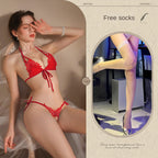 New Sexy 3-Piece Lingerie Set, Open-Crotch Bikini Style, Plus Size