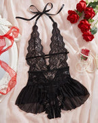 Women's Solid Color Lace Breathable Lingerie Teddy Bodysuit