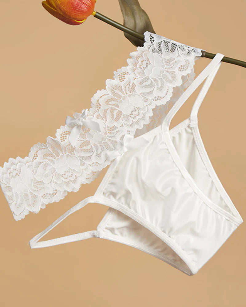 Sexy Satin Lace Openwork Breathable Panties