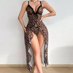 Leopard Lace Chemise with Garter Detail