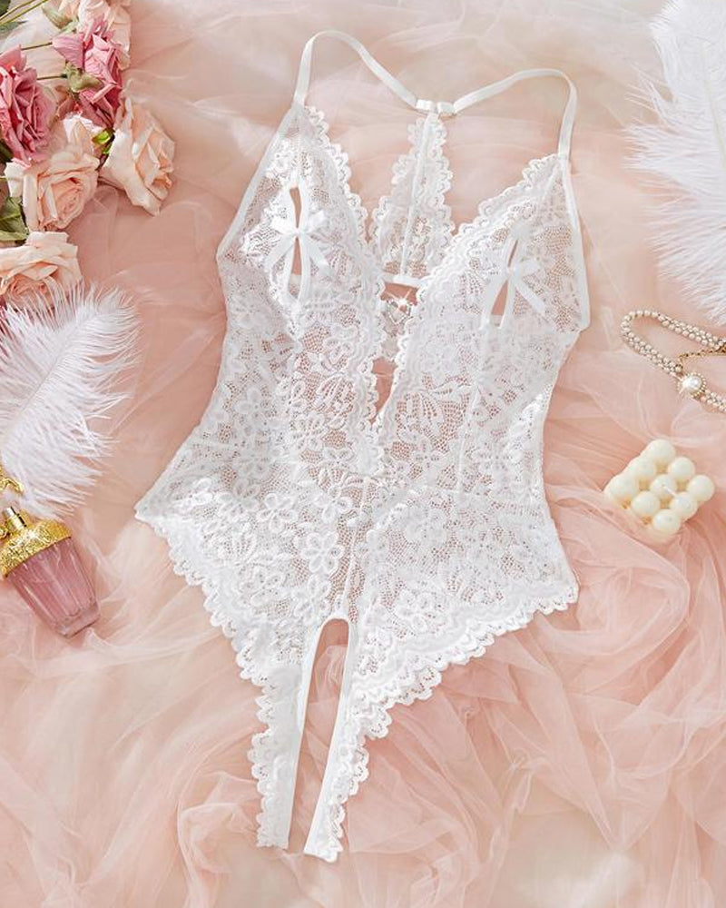 Sexy Lace Open Crotch Teddies Bodysuit