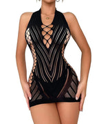 Deep V Open Back Hollow Knit Nightdress