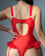 Sexy Lace Mesh Backless One-Piece Pajamas