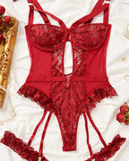 Sexy Lace Mesh Backless One-Piece Pajamas