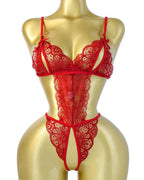 Sexy Floral Lace Backless One-Piece Lingerie