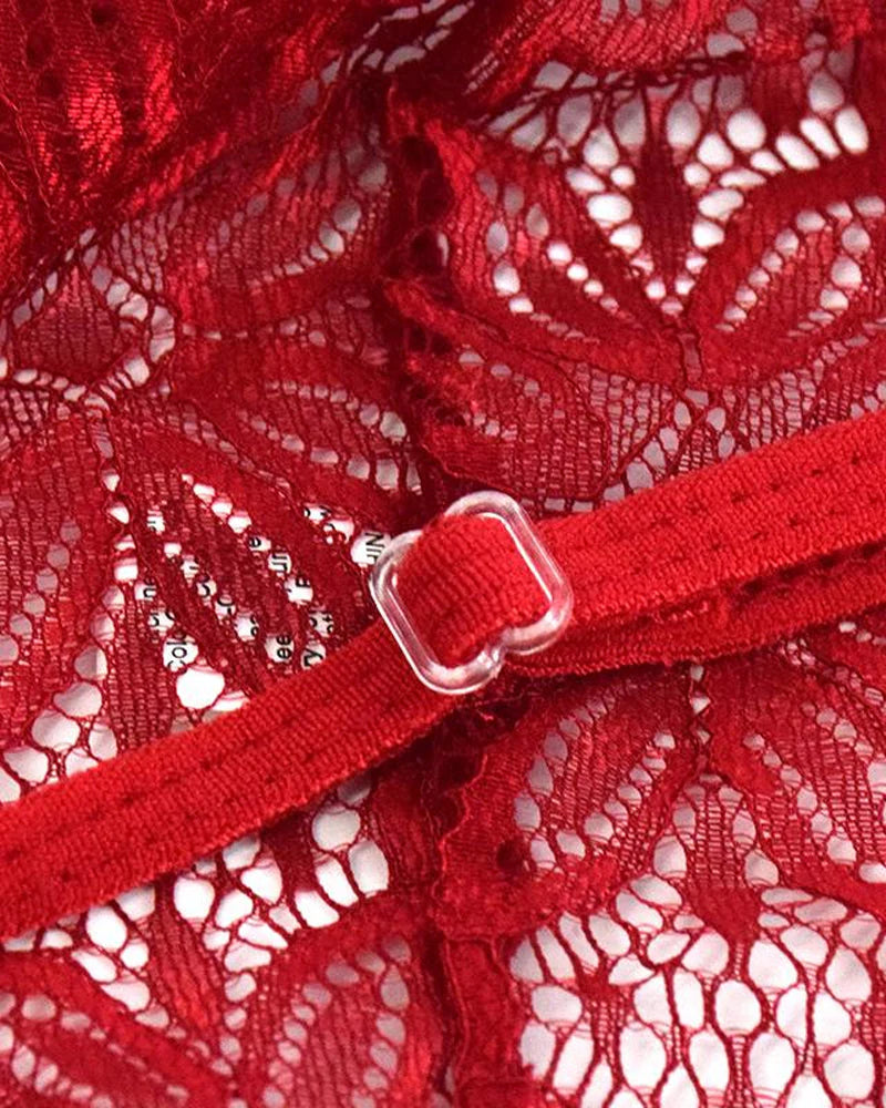 Sexy Floral Lace Backless One-Piece Lingerie