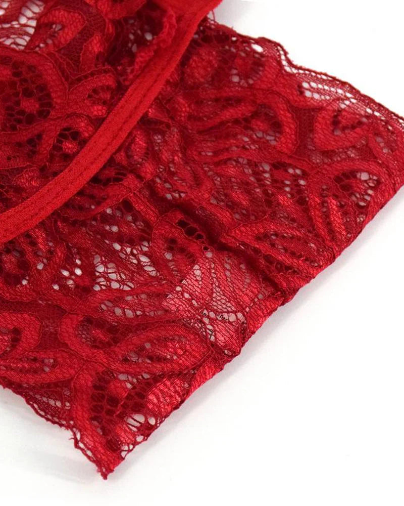 Sexy Floral Lace Backless One-Piece Lingerie