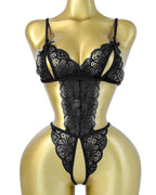 Sexy Floral Lace Backless One-Piece Lingerie