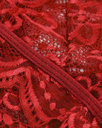 Sexy Floral Lace Deep V Cross-Back Open Crotch One-Piece Pajamas