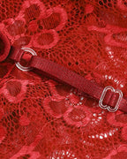 Sexy Floral Lace Deep V Cross-Back Open Crotch One-Piece Pajamas