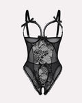 Flower Lace Mesh Stitching Chest Hollow One-Piece Pajamas