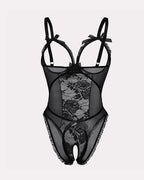 Flower Lace Mesh Stitching Chest Hollow One-Piece Pajamas