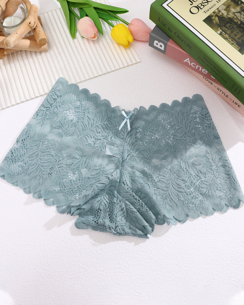 Women's Cotton Bottom Semi-Transparent Seamless Soft Lace Panties