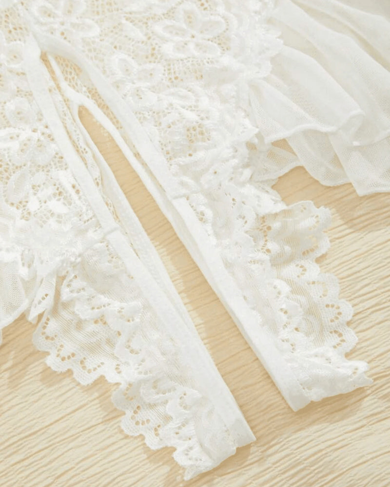 Sexy Hollow Lace See-through Open Crotch One-piece Pajamas