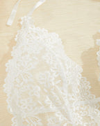 Sexy Hollow Lace See-through Open Crotch One-piece Pajamas