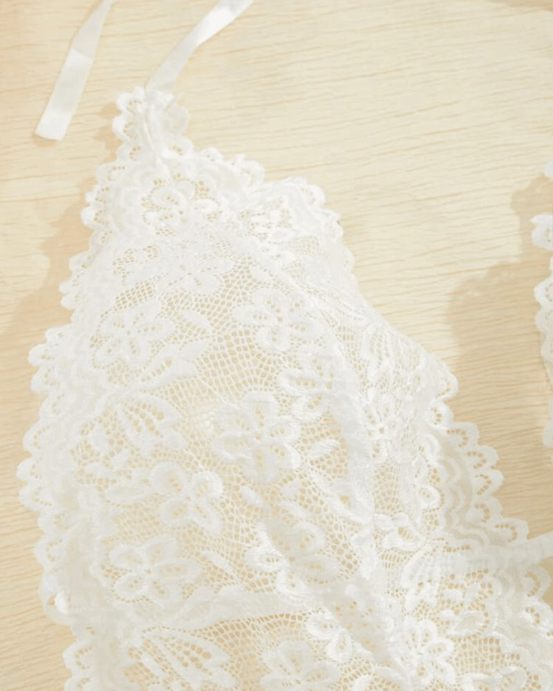 Sexy Hollow Lace See-through Open Crotch One-piece Pajamas