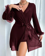 Sexy Lace Mesh See-through Nightgown Set