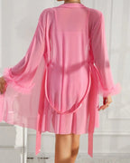 Sexy Lace Mesh See-through Nightgown Set