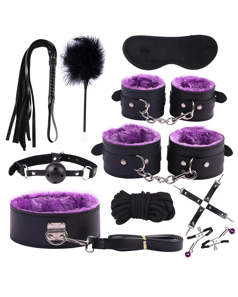 Sexy Plush Leather Bondage 10-Piece Set