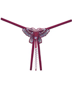Sexy Sequin Butterfly Embroidered Open Crotch Thong