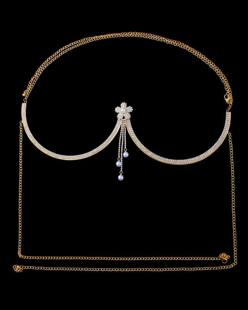 Fashion Sexy Diamond Studded Tassel Bra Necklace