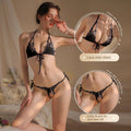 New Sexy 3-Piece Lingerie Set, Open-Crotch Bikini Style, Plus Size