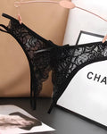 Sexy Lace Open Crotch Hollow Low Rise Thong