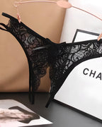 Sexy Lace Open Crotch Hollow Low Rise Thong