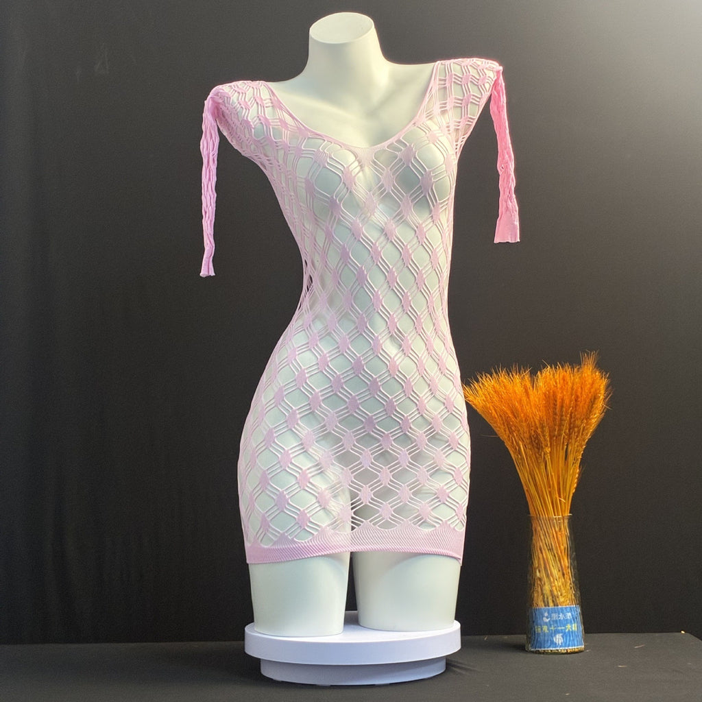 Off-Shoulder Deep V Mesh Bodysuit