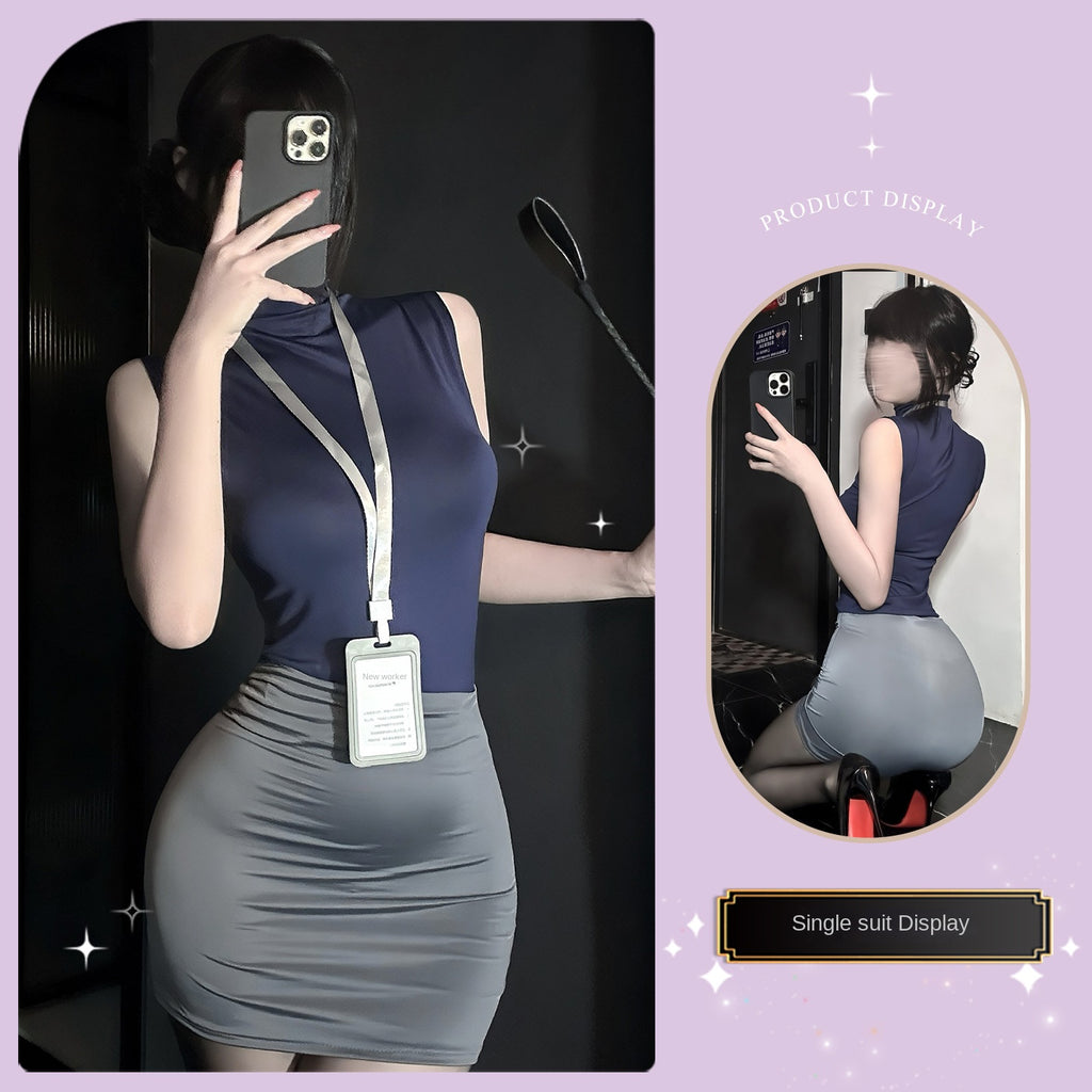 Sexy Office Secretary Costume High-Waist Bodycon Skirt Set