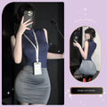 Sexy Office Secretary Costume High-Waist Bodycon Skirt Set