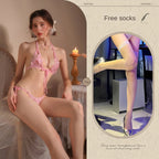 New Sexy 3-Piece Lingerie Set, Open-Crotch Bikini Style, Plus Size
