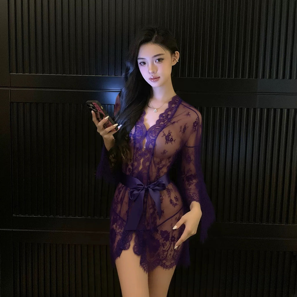 Sexy Sheer Lace Nightdress Flirty Lingerie Costume