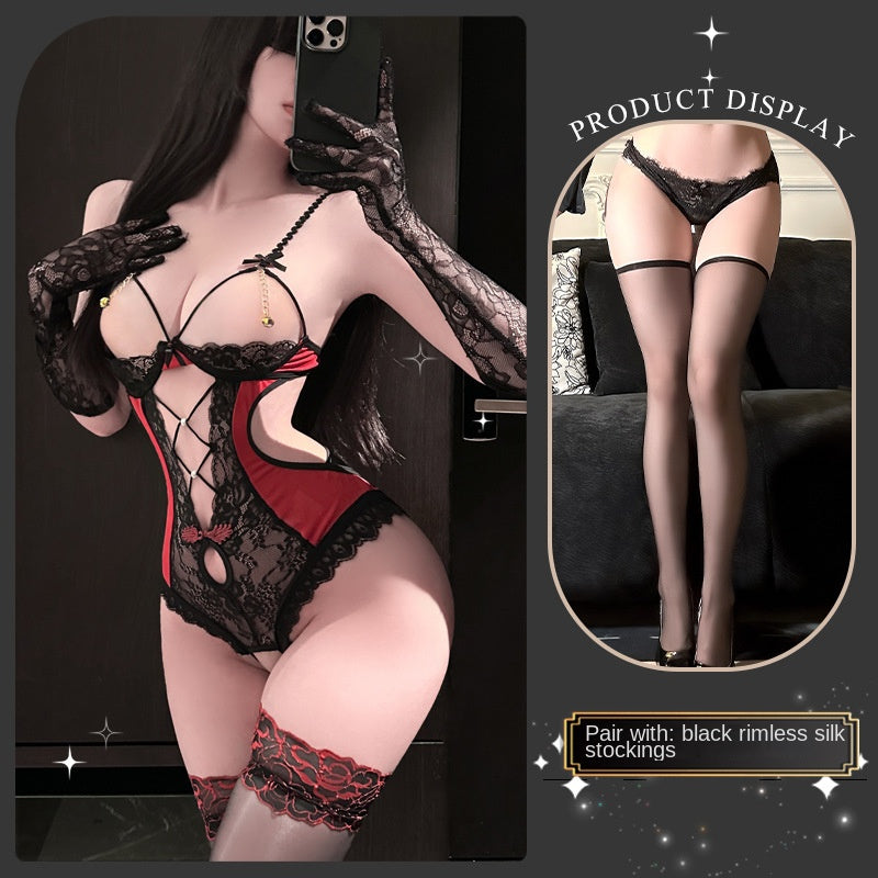 Sexy Open-Crotch Lace Bodysuit