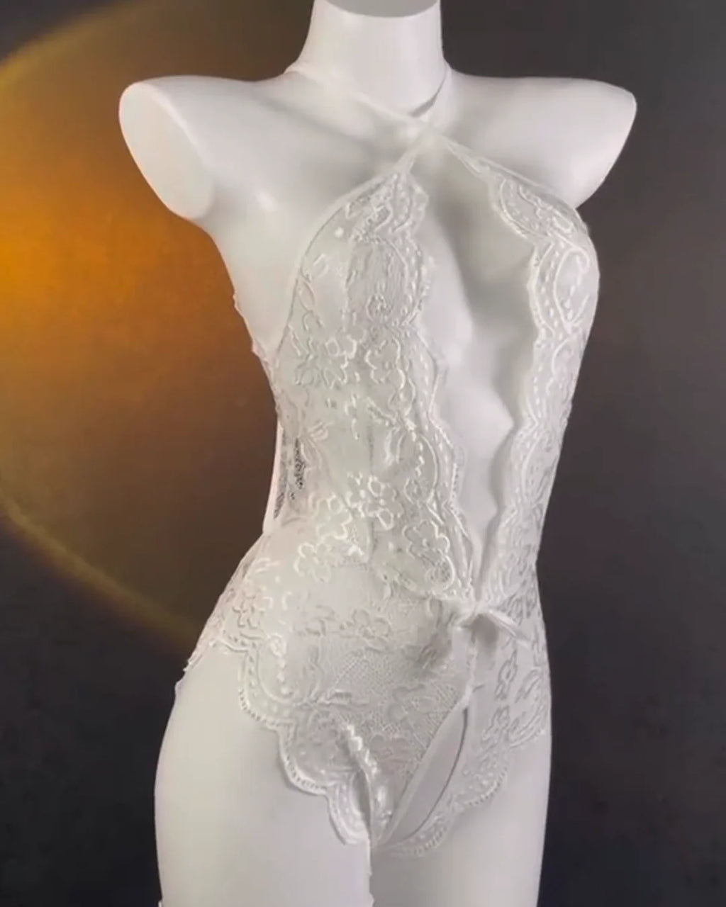 Sexy Lace Open Crotch Tights Pearl Backless Crotch Tights Pajama Set