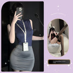 Sexy Office Secretary Costume High-Waist Bodycon Skirt Set
