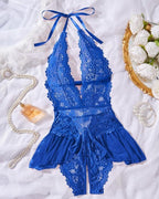 Women's Solid Color Lace Breathable Lingerie Teddy Bodysuit