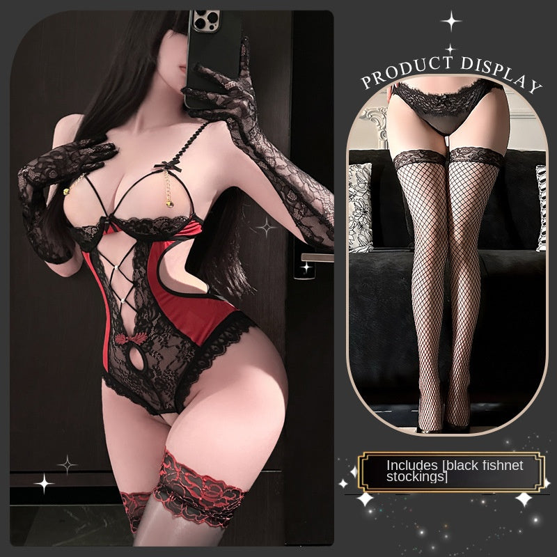 Sexy Open-Crotch Lace Bodysuit