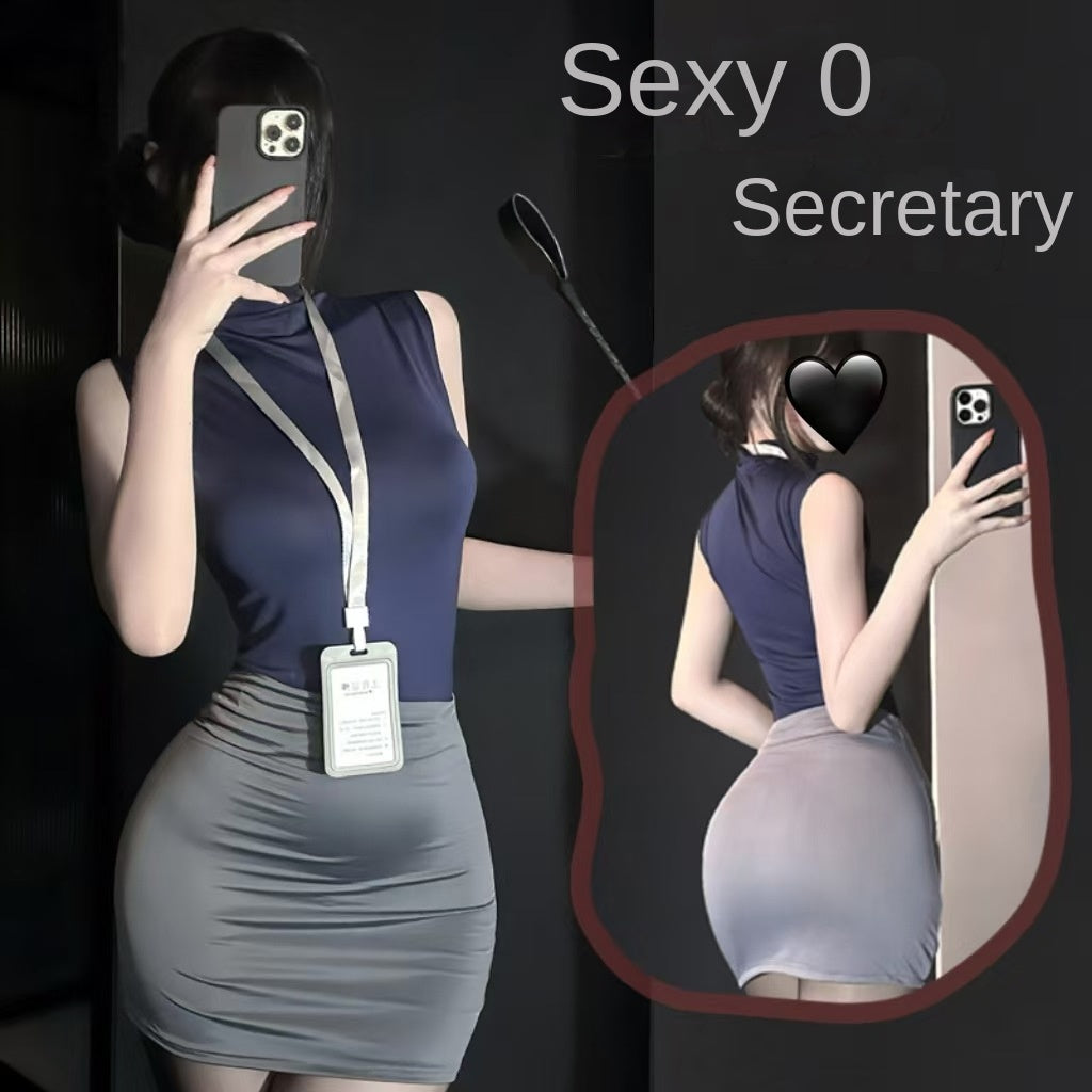 Sexy Office Secretary Costume High-Waist Bodycon Skirt Set