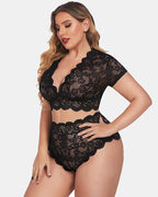 Plus Size Floral Lace Trim Set