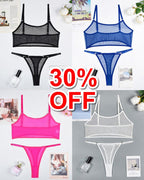 Mesh See-Through Camisole Bra Set