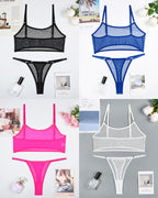 Mesh See-Through Camisole Bra Set
